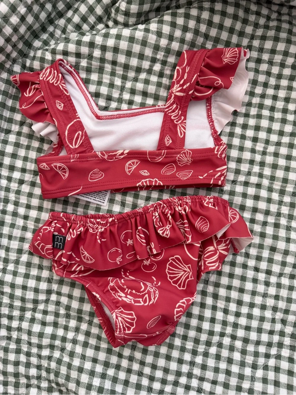 Modern Moments Red Ruffle Two-Piece Swimsuit with Shell Print